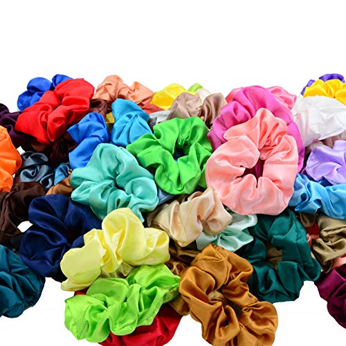 Simnice 60 Colors Silk Large Satin Hair Scrunchies Elastic Hair Bobbles Ponytail Holder Hair Scrunchy Vintage Hair Ties Accessories for Women Girls - Image 5