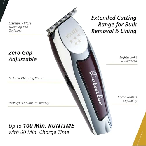 Wahl Professional Cordless Detailer Li T Wide Blade Lithium Ion Battery 100 Min Runtime - Image 2