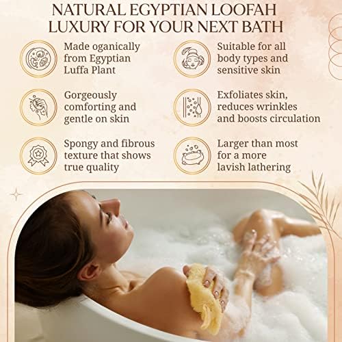 All Natural Loofah Sponge, Pack of 2 Real Egyptian Bath & Shower Exfoliating Loofa Scrubber Sponges for Face, Back & Body, Eco Friendly, No Toxic Chemicals, 6" x 6" by Crafts of Egypt - Image 5