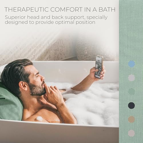 Bath Pillow S | Extra Comfortable Mesh Bath Cushion with Magic Dry Function | Green, Size: 19.7x23.6 inches | Hygienic Home Spa Pillow for Bathtub or Hot Tub - Image 2
