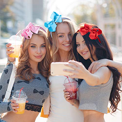SIQUK 12 Pieces Headbands with Ribbon Bow for Girls, Hair Bow Boutique Grosgrain Headbands, 12 Colors - Image 6