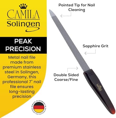 CS18 Sapphire Metal Nail File for Natural Nails Fingernail and Toenail Care, 7" Double Sided Coarse and Fine for Manicure and Pedicure - Image 2