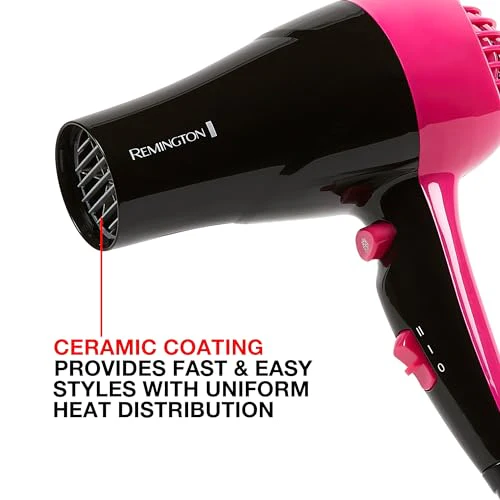 Remington Compact Styler - Small & Portable Hair Dryer - Ceramic Blow Dryer with 2 Heat/Speed Settings & Cool Shot Button for Smooth Finish - Travel Size Lightweight Handheld Dryer, 1875W - Image 6