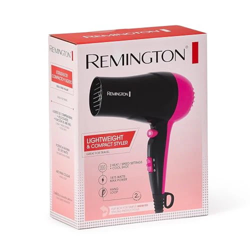 Remington Compact Styler - Small & Portable Hair Dryer - Ceramic Blow Dryer with 2 Heat/Speed Settings & Cool Shot Button for Smooth Finish - Travel Size Lightweight Handheld Dryer, 1875W - Image 8