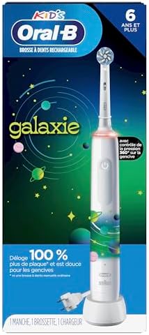 Oral-B Kids Electric Toothbrush with Coaching Pressure Sensor and Timer, Rechargeable Toothbrush with Brush Heads, Galaxy - Image 2