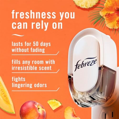 Febreze Plug In Air Freshener, Odor-Fighting Scented Oil Refill, Air Fresheners for Home and Bathroom and Kitchen, Long Lasting for Strong Odors, Hawaiian Aloha Scent, 0.87oz Refills, 3 Count - Image 2