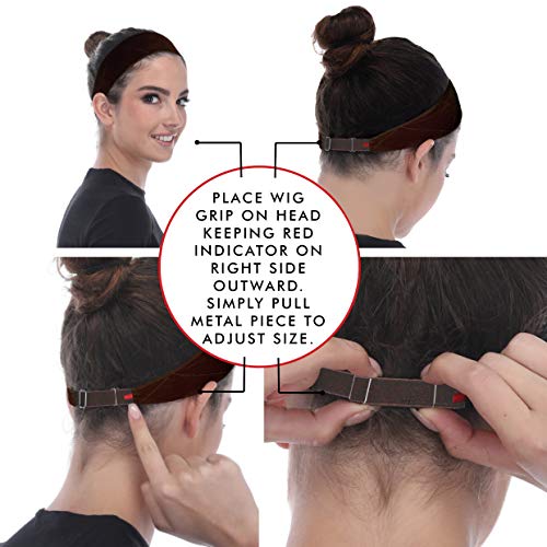 Madison Headwear Wig Grip Headbands For Women- Adjustable To Custom Fit Your Head - Velvet Comfort - Wig Bands No Slip Breathable Lightweight Material For All Day Wear! Keep Wig Comfortably Secured - Image 2
