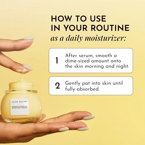 Glow Recipe Banana Souffle Moisturizer Face Cream - Lightweight Hydrating Moisturizer with Centella Asiatica & Turmeric to Soothe Redness & Improve Skin Barrier, Non-Comedogenic Korean Skin Care, 50ml - Image 4