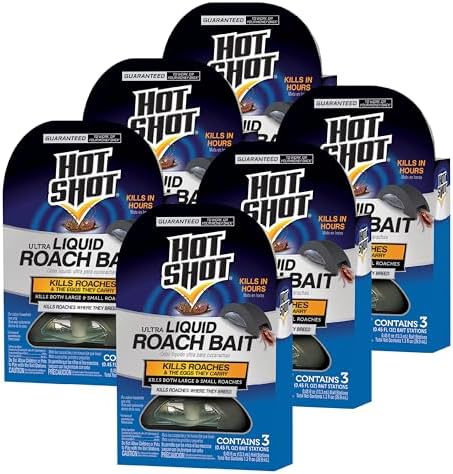 Hot Shot Ultra Liquid Roach Bait, Kills in Hours, 6 pack including 3 units Per Pack