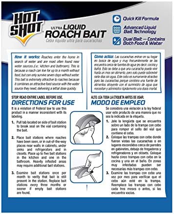 Hot Shot Ultra Liquid Roach Bait, Kills in Hours, 6 pack including 3 units Per Pack - Image 3