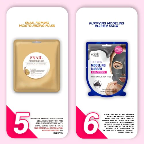 Epielle All In One Kit, cleansing, facial sheet mask, peel off, Fun facial mask Kit, Moisturizing Facial Skincare for Sensitive Skin & Acne | Spa Day Party, Mothers Day Gifts - Image 7