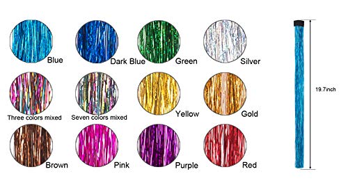 19.7 Inch Clip In Hair Fairy Tinsel Kit Clips Clip On Glitter Hair Tinsel Extensions 12 Colors - Image 2