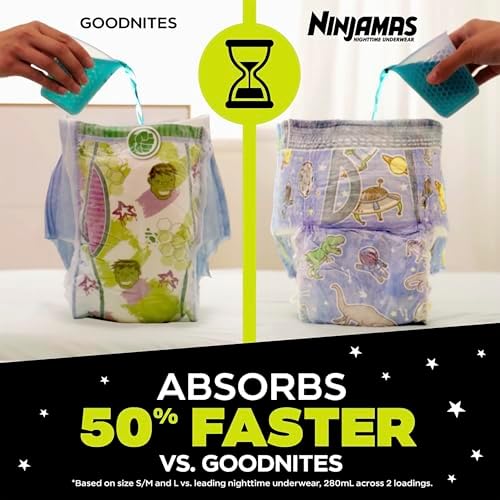 Ninjamas Boys Bedwetting Nighttime Underwear, Size L (64-95+ lbs), 34 Count, Overnight Protection, Ultra Absorbent, Hypoallergenic - Image 6