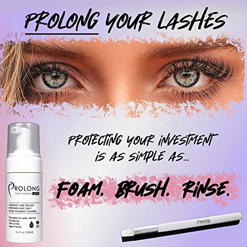 Eyelash Extension Shampoo & Brush - Large 100ml Bottle - Gentle Foaming Cleanser Lash Wash for Extensions and Natural Lashes - Safe Daily Makeup Remover - Paraben & Sulphate Free - Salon & Home Use - Image 4