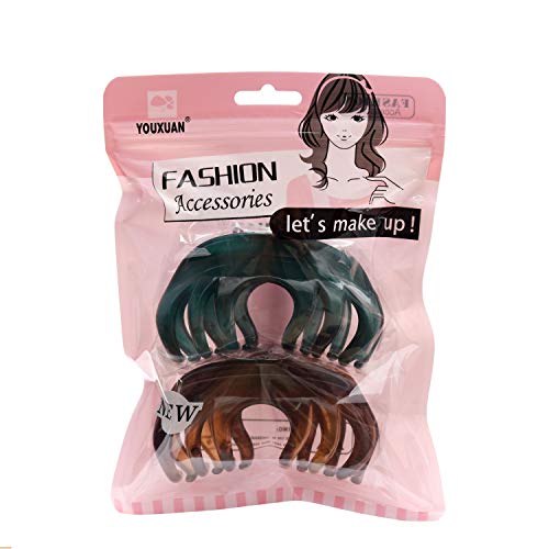 Hair Claw for Women, 4 Inch Pretty Hair Clip, Hair Grip for Thick Hair, Coffee and Niagara blue - Image 2