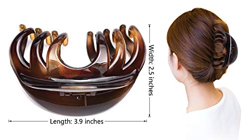 Hair Claw for Women, 4 Inch Pretty Hair Clip, Hair Grip for Thick Hair, Coffee and Niagara blue - Image 7