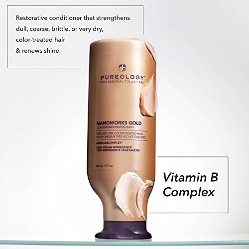 Pureology Nanoworks Gold Conditioner - For Very Dry and Color-Treated Hair, Restores & Strengthens Hair, Sulfate-Free & Vegan - Image 2