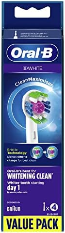 Oral-B 3D White Electric Toothbrush Head with CleanMaximiser Technology, Angled Bristles for Deeper Plaque Removal, Pack of 4, White - Image 3