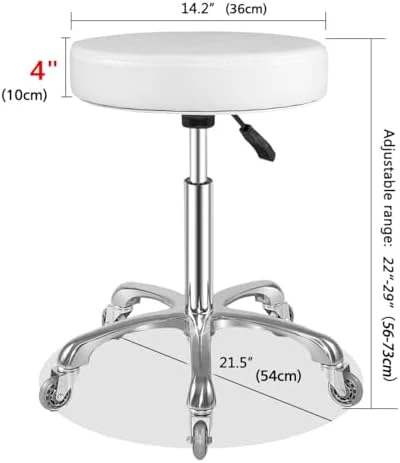 Rolling Stool with Wheels Adjustable Swivel Heavy Duty Hydraulic Stools Chair for Shop Guitar Lab Tattoo Workbench Medical (White) - Image 5