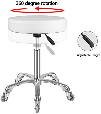 Rolling Stool with Wheels Adjustable Swivel Heavy Duty Hydraulic Stools Chair for Shop Guitar Lab Tattoo Workbench Medical (White) - Image 6
