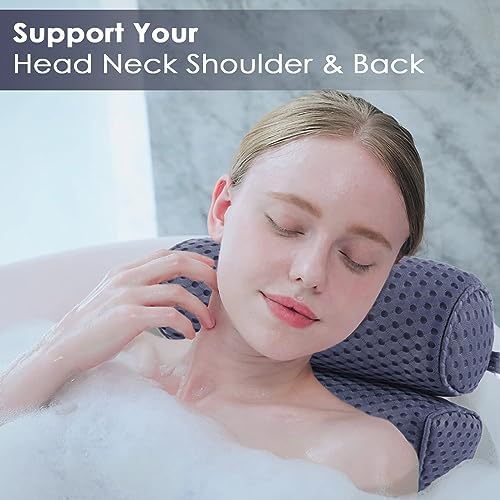 AEROiVi Bathtub Pillow Headrest Bath Pillows for Tub Neck and Back Support with Non Slip Suction Cups Spa Bath Cushion Dark Blue - Image 2
