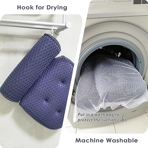 AEROiVi Bathtub Pillow Headrest Bath Pillows for Tub Neck and Back Support with Non Slip Suction Cups Spa Bath Cushion Dark Blue - Image 5
