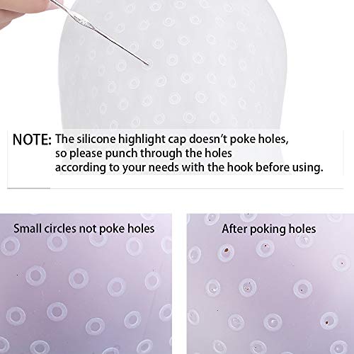Silicone Highlight Caps Set for Color Hair 2 PCS Professional Reusable Highlighting Caps with Hooks & Salon Hairdressing Dyeing Staining Tools for Women Men - Image 4