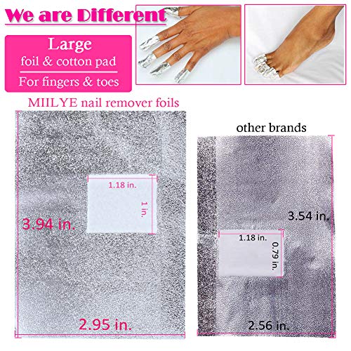 MIILYE Nail Polish Remover Foil Wraps for Acrylic/Dip Powder/UV/Gel/Polish Varnish Soak-off Removal, with Pre-attached Lint Free Pad (300x Nail Gel Polish Remover Wraps) - Image 4