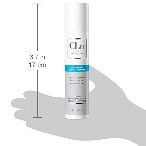 CLn® Acne Cleanser-Facial Cleanser with 0.5% Salicylic Acid to Eliminate Blackheads & Breakouts, Oil-Free & Fragrance-Free, 3.4 fl. oz. - Image 4