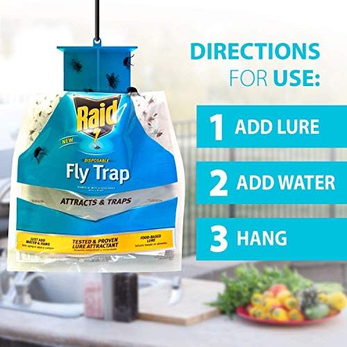 Raid Disposable Fly Trap 6-Pack, Hanging Fly Trap Outdoor Home, Bug Catcher and Flying Insect Trap with Premium Bait, Fly Traps for Backyard, Camping, & More - Image 4
