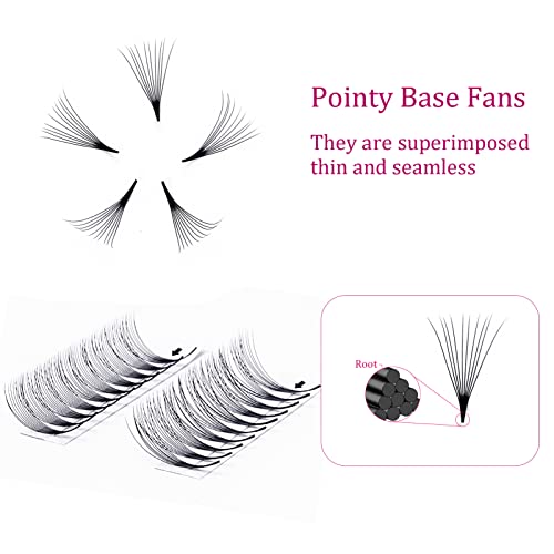 Volume Lash Extensions 10D 0.07 Fan Lash Extensions C Curl 12mm Premade Fans Eyelash Extensions Volume Lashes Pointed Base Middle Stem (10D-0.07-C, 12mm) - Image 2