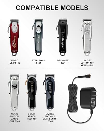 Replacement for Wahl Magic Clipper Cordless Charger, 4V Clipper Charger Compatible with Wahl 8164/8591/8148/8504, 5-Star Magic Clip Cordless Trimmer, 1919 100 Year Hair Clipper - Image 2