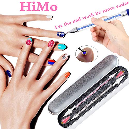 2 Pieces Nail Rhinestone Picker Dual-Ended DIY Nail Art Dotting Tool Wax Pen Acrylic Handle with Extra 2 Wax Head & Storage Case, for Crystal AB Rhinestones, Nail Art, Diamond Painting - Image 4