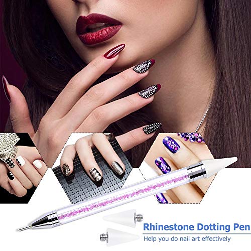 2 Pieces Nail Rhinestone Picker Dual-Ended DIY Nail Art Dotting Tool Wax Pen Acrylic Handle with Extra 2 Wax Head & Storage Case, for Crystal AB Rhinestones, Nail Art, Diamond Painting - Image 5