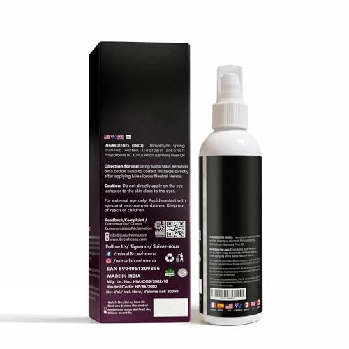 Mina Henna Tint Stain Remover, Softly removes hair color from the scalp, skin around from the eyebrows, hair, beard and mustache quickly and gently 200ml - Image 2