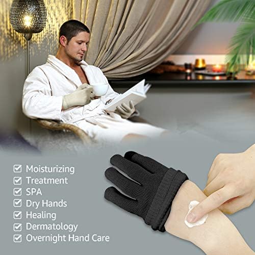 Evridwear Men Moisturizing Cotton Gloves with Touchscreen Fingertips for Eczema Beauty Cosmetic Dry Hands Sensitive Irritated Skin Therapy Overnight Bedtime, 6 Pairs, Lightweight-Black, L/XL - Image 2