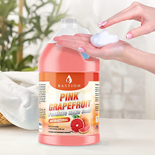 Bastion Pink Grapefruit Foaming Antibacterial Hand Soap Refill 1 Gallon (128 oz) Refreshing Pink Grapefruit Scent Bulk Hand Soap-Made In The USA. - Image 3