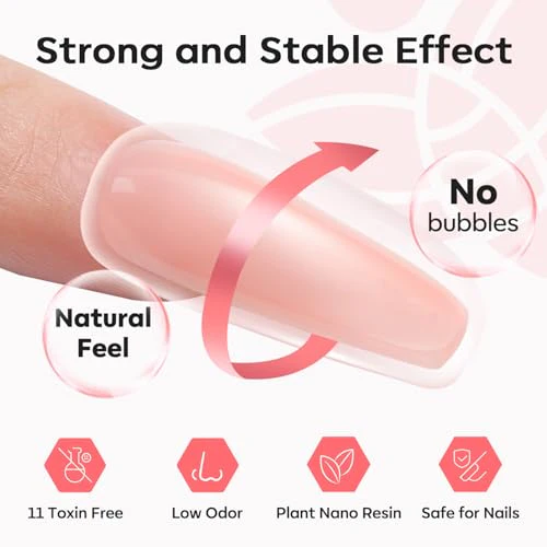 Modelones Poly Extension Gel Nail Kit, 6 Colors Pink Nude with 48W Nail Lamp Slip Solution 3D Bow Nail Charms Decoration Rhinestone Glitter Kit for Nail Manicure Beginner Starter Kit DIY at Home - Image 6