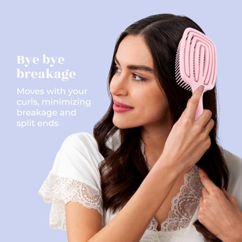 Crave Naturals FLEX DMC Detangling Brush for Thick Hair - Glide Thru Detangling Brush - Hair Brush Detangler for All Hair Types - Flexible Layers Square Paddle Hairbrush - Pink - Comfort Grip - Image 5
