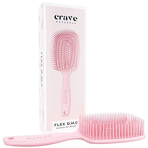 Crave Naturals FLEX DMC Detangling Brush for Thick Hair - Glide Thru Detangling Brush - Hair Brush Detangler for All Hair Types - Flexible Layers Square Paddle Hairbrush - Pink - Comfort Grip - Image 9