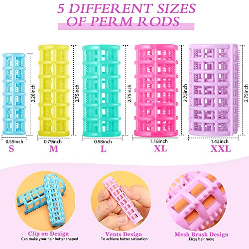 30 Pieces Plastic Hair Rollers - Self-Grip Curlers in 5 Sizes, No Heat Required for DIY Hair Styling and Salon Use - Image 2