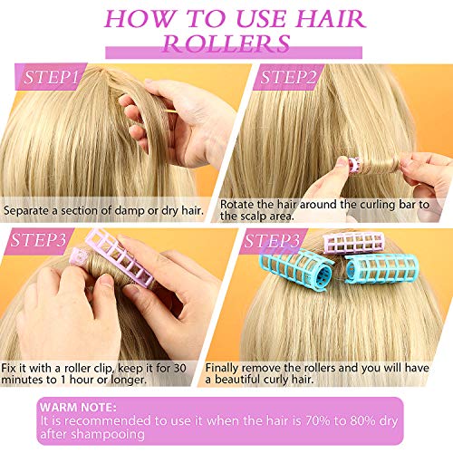 30 Pieces Plastic Hair Rollers - Self-Grip Curlers in 5 Sizes, No Heat Required for DIY Hair Styling and Salon Use - Image 3