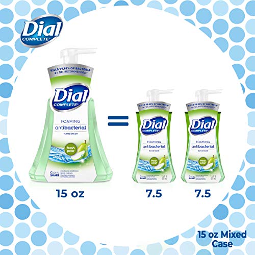Dial Complete Anti-bacterial Foaming Hand Wash, 60 oz of Foaming Hand Soap. 2-scent Variety Pack Spring Water/Pear, 15 Fluid Ounces each (4 pack) - Image 6