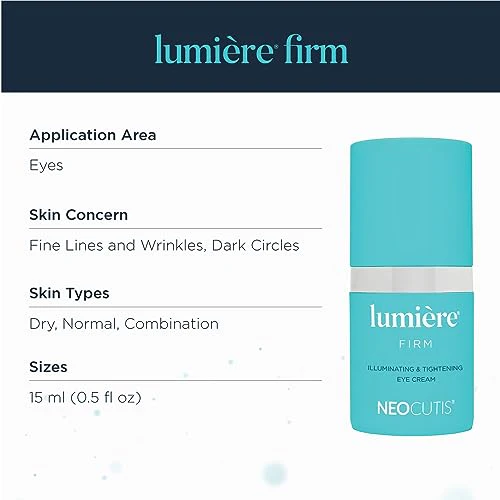 Neocutis Lumiere Firm - Illuminating and Tightening, Anti-Aging Eye Cream - Brighten, Hydrate, and Soothe - for Dark Circles, Puffiness, and Wrinkle Prevention - Travel-Friendly - 15 ml/0.5 fl oz. - Image 5