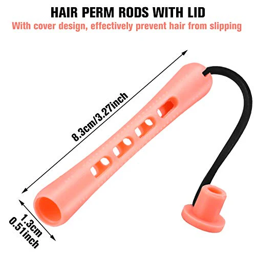 WILLBOND 60 Pcs Perm Rods for Long Hair Plastic Curl Rods Cold Wave Irons Curling Roller for Hair Styling Hairdressing Tools(0.51 Inch,Shell Pink) - Image 2