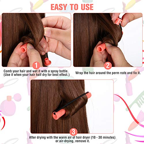 WILLBOND 60 Pcs Perm Rods for Long Hair Plastic Curl Rods Cold Wave Irons Curling Roller for Hair Styling Hairdressing Tools(0.51 Inch,Shell Pink) - Image 4