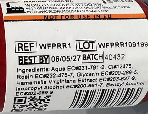 World Famous Tattoo Ink - Sailor Jerry Red Tattoo Ink - Professional Tattoo Ink & Tattoo Supplies - Skin-Safe Permanent Tattooing in Bold Shades - Vegan & Non-Toxic (1 oz) - Image 6
