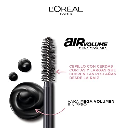 L’Oréal Paris Makeup Air Volume Mega Mascara, Lightweight & Long-lasting Volumizing Mascara for Voluminous Eyelashes, Waterproof Black, 0.3 Fl Oz - Image 4