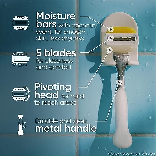 Gillette Venus Comfortglide with Olay Coconut Womens Razor Handle + Blade Refills, Silver, 2 Count - Image 2