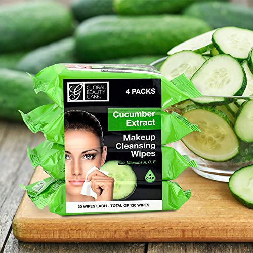 Global Beauty Care Cleansing Makeup Removal Wipes Bulk - Great for travel toiletries - 120 Count (4-Pack) (Cucumber) - Image 6